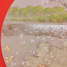 水映垂桜遊鯉図